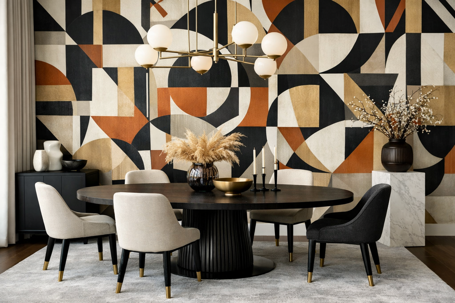 Accent wall wallpaper installation in Cincinnati OH dining room